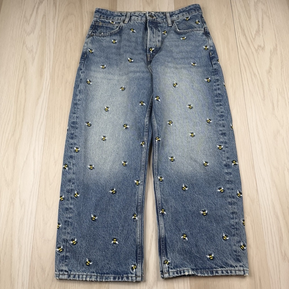 We The Free Jeans Ankle Bees Deep Trance Embroidered Dropped Boyfriend Button 29 - Picture 2 of 15
